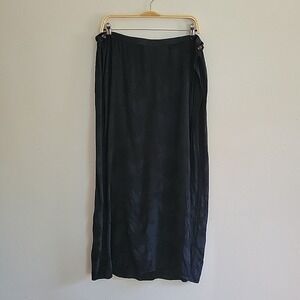 CP Shades Wrap Maxi Skirt Large Black Brocade Leaves Boho Effortless Whimsigoth